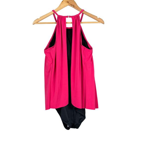 Magicsuit NWT Aubrey One Piece High Neck Coral Rose Pink Size 14 Soft Cup Bra - Picture 3 of 14